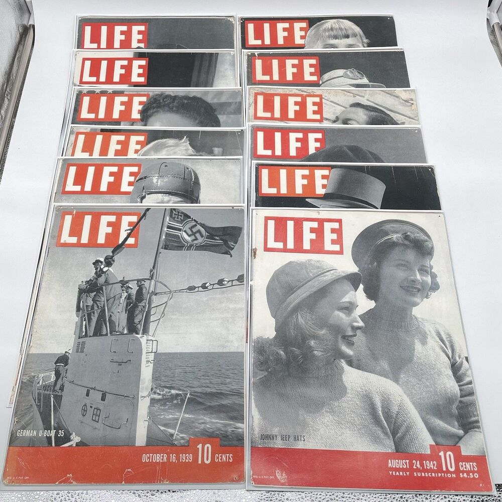 Life Magazine Cover Prints Lot 12 WWII 1939-1942 Vintage Wall Art 11x14 Decor